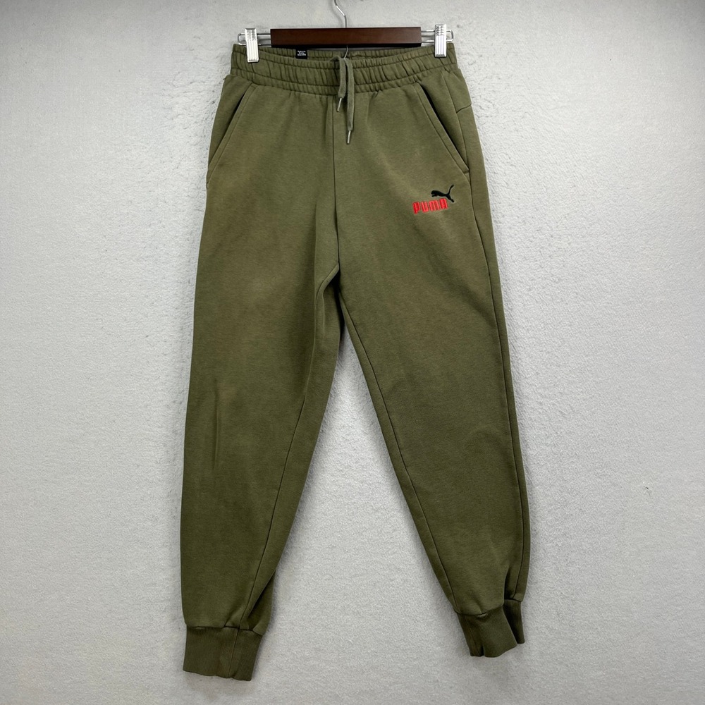 Puma Joggers Mens S Army Green Fleece Sweatpants Activewear Sweats Athleisure